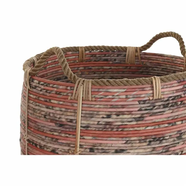 Basket set DKD Home Decor Peach Natural Boho 52 x 52 x 58 cm