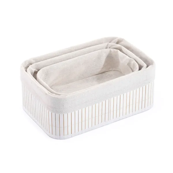 Set of Baskets Confortime White Bamboo (3 Pieces) (6 Units)