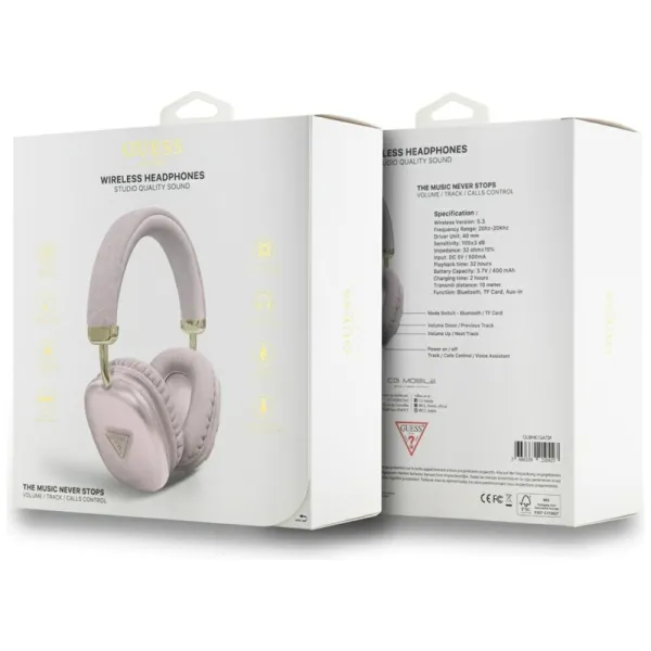 Guess Metallic Triangle Logo - Wireless Over-Ear Headphones Bluetooth V5.3 (pink)