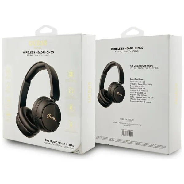 Guess Metal Logo Script - Wireless Over-Ear Headphones Bluetooth V5.3 (black)