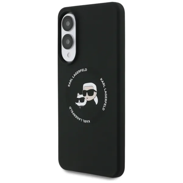 Karl Lagerfeld Silicone Double Heads And Circle MagSafe - Case for Samsung Galaxy S25 Edge (black)