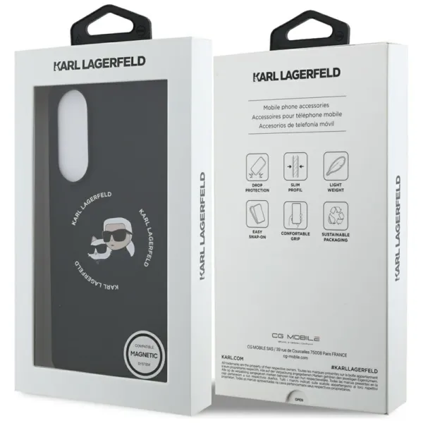Karl Lagerfeld Silicone Double Heads And Circle MagSafe - Case for Samsung Galaxy S25 Edge (black)
