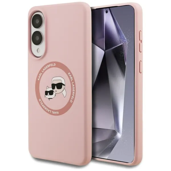 Karl Lagerfeld Silicone Double Heads And Circle MagSafe - Case for Samsung Galaxy S25 Edge (pink)