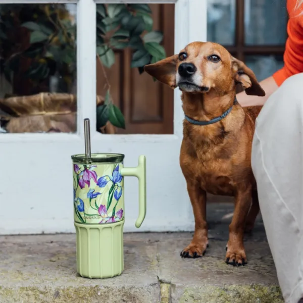 Quokka Umi - Stainless Steel Thermal Mug 720 ml with Straw and Silicone Coaster (Green Tea)