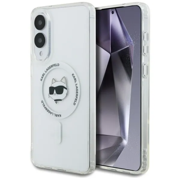 Karl Lagerfeld Button Choupette Head Printed Logo MagSafe - Case for Samsung Galaxy S25 Edge (white)