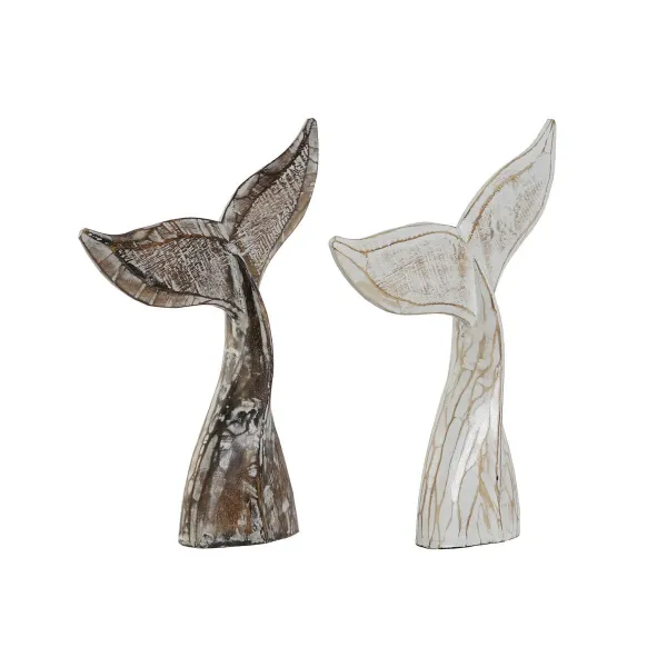 Decorative Figure Home ESPRIT White Natural Mediterranean Stripped 25 x 6 x 33 cm (2 Units)