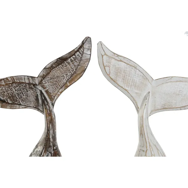 Decorative Figure Home ESPRIT White Natural Mediterranean Stripped 25 x 6 x 33 cm (2 Units)