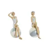 Decorative Figure Home ESPRIT White Sky blue Mediterranean 12 x 8 x 19 cm (2 Units)