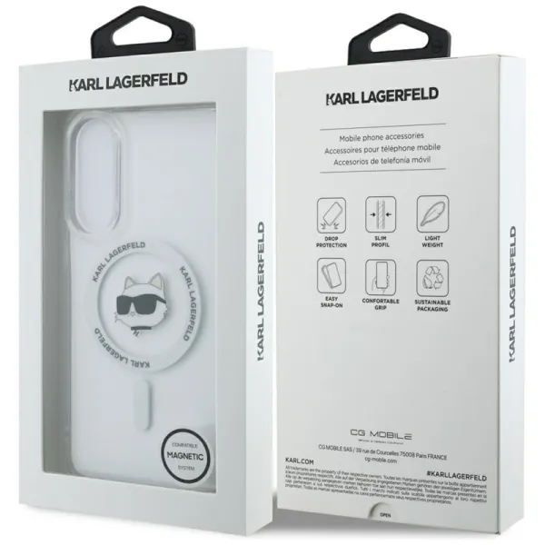 Karl Lagerfeld Button Choupette Head Printed Logo MagSafe - Case for Samsung Galaxy S25 Edge (white)