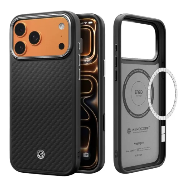 Spigen Enzo Aramid T Mag MagSafe - Case for iPhone 17 Pro Max (Black/Silver)