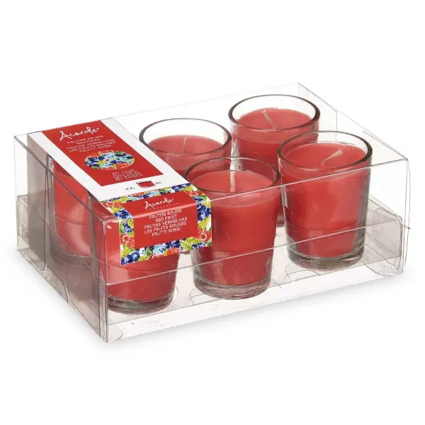 Scented Candle Set 16 x 6,5 x 11 cm (12 Units) Glass Red fruits