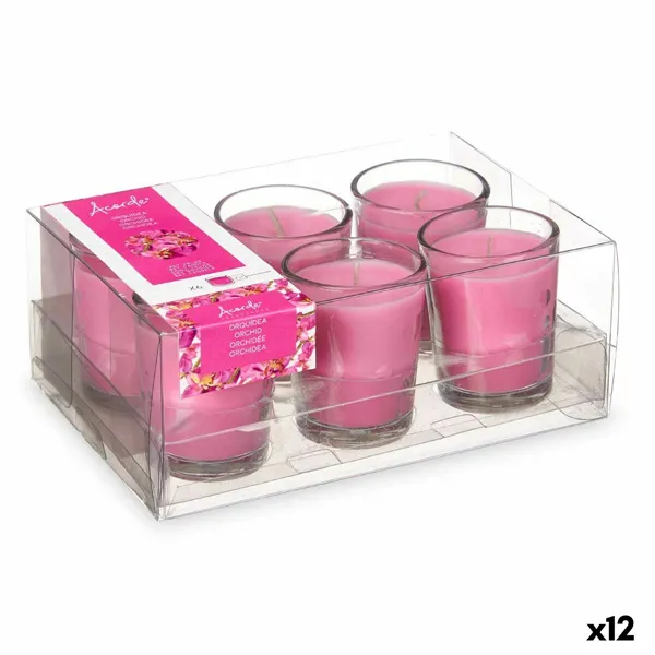 Scented Candle Set 16 x 6,5 x 11 cm (12 Units) Glass Orchid