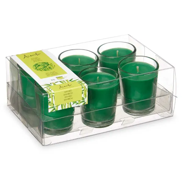 Scented Candle Set 16 x 6,5 x 11 cm (12 Units) Glass Bamboo