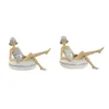 Decorative Figure Home ESPRIT White Sky blue Mediterranean 17,5 x 10 x 10,5 cm (2 Units)