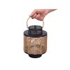 Lantern Black Metal 17 x 23 x 17 cm (4 Units) Rattan