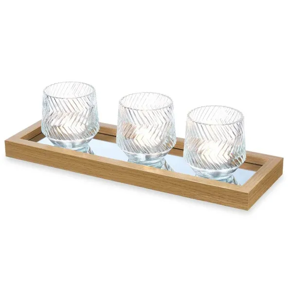 Candle Tray Golden Glass polypropylene 36 x 9,5 x 12 cm (4 Units)