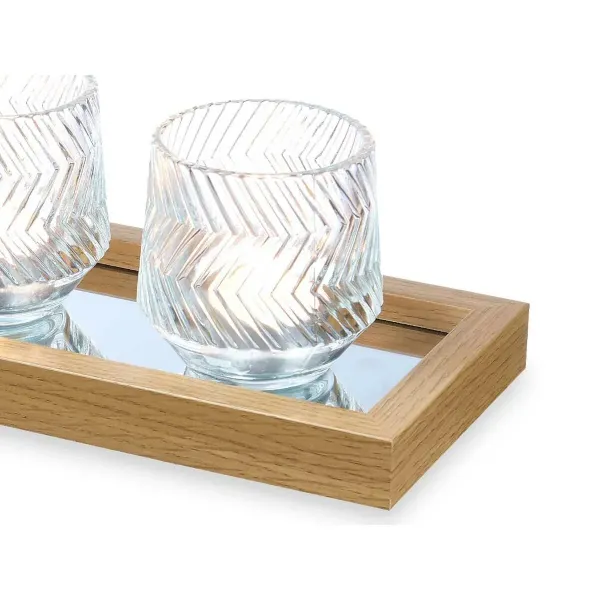 Candle Tray Golden Glass polypropylene 36 x 9,5 x 12 cm (4 Units)