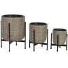 Set of Planters Home ESPRIT Metal polypropylene Rattan 39 x 39 x 49 cm