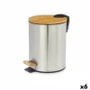 Pedal bin Brown Silver Bamboo Stainless steel 3 L (6 Units)