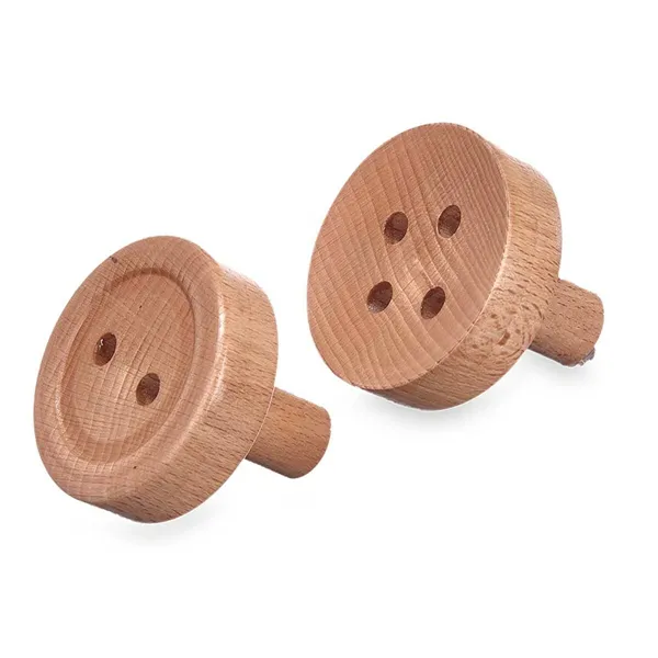 Hangers Brown Wood Buttons Set 2 Pieces (6 Units)