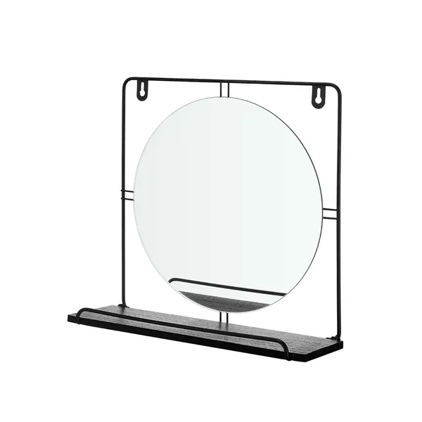 Wall mirror Black Metal MDF Wood 33,7 x 30 x 10 cm (4 Units)