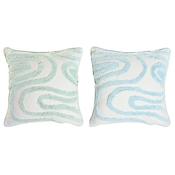 Cushion Home ESPRIT Blue White Green 40 x 5 x 40 cm (2 Units)