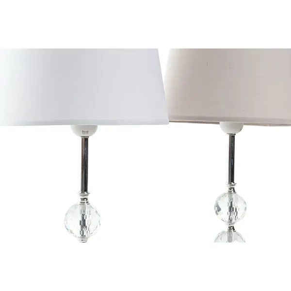 Desk lamp Home ESPRIT White Beige Metal Crystal 50 W 220 V 23 x 23 x 46 cm (2 Units)