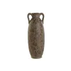 Vase Home ESPRIT Brown Green Stoneware Leaf of a plant 13 x 13 x 35 cm