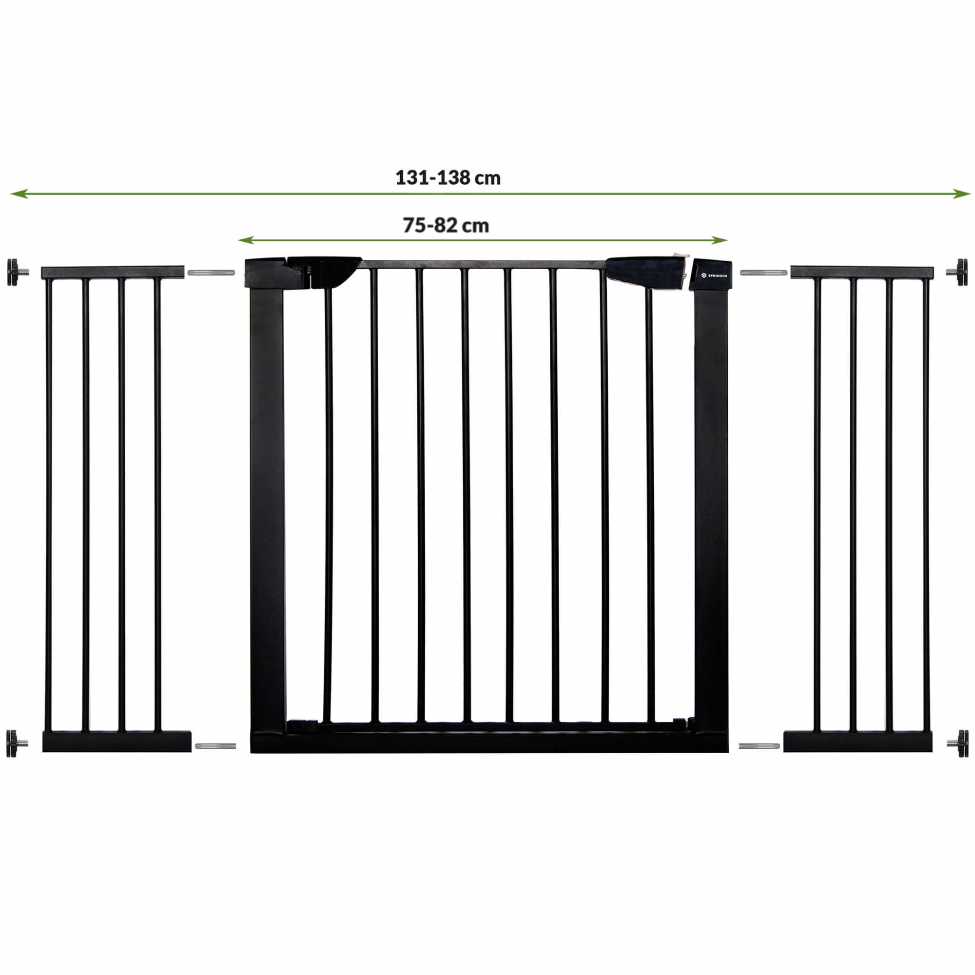 Turvavärav Springos SG0002CC 75-138 cm, must | Osta veebist — Megaluks