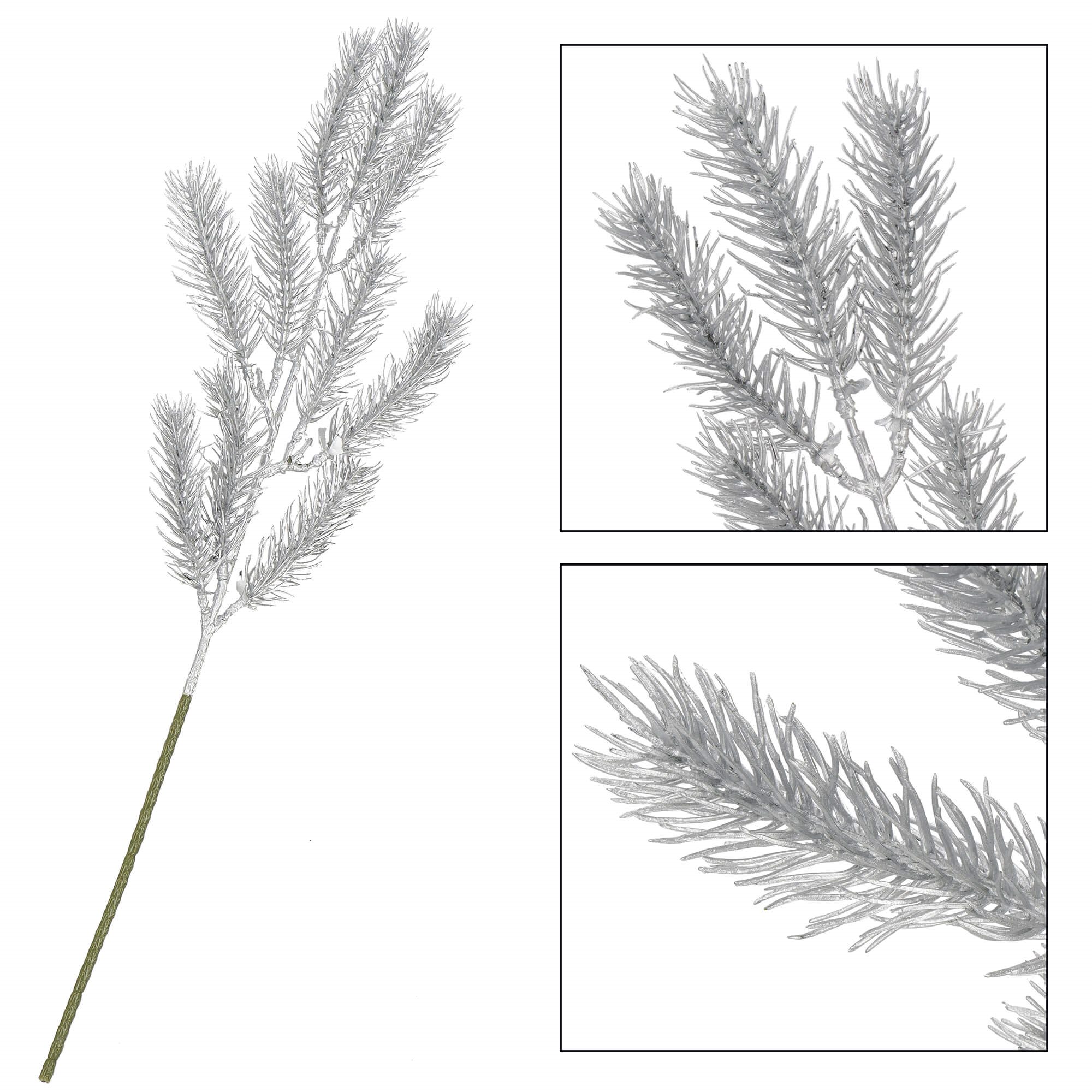 Christmas Branch Leaf Artificial Decoration for Wreath Silver 47 cm
