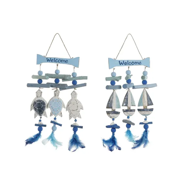 Hanging decoration Home ESPRIT Blue White Mediterranean 26 x 2 x 47 cm (2 Units)