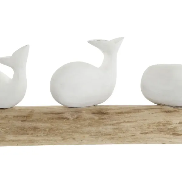 Decorative Figure Home ESPRIT White Natural Whale Mediterranean 52 x 12 x 21 cm