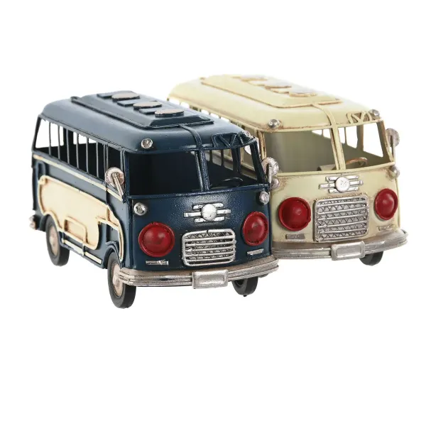 Decorative Figure Home ESPRIT Blue White Bus Vintage 17 x 7 x 8 cm (2 Units)