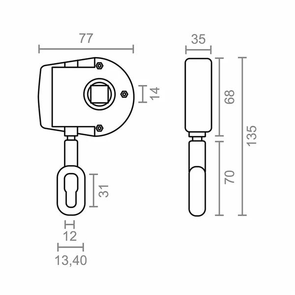 Mechanism for roll-out awning Micel TLD05 White 7,7 x 3,5 x 13,5 cm Manual 1:7