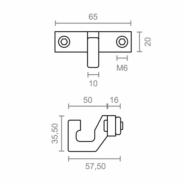 Awning hook Micel TLD11 White 65 x 57,5 x 35,5 mm