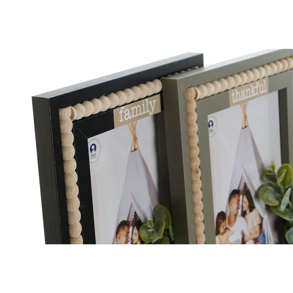 Photo frame Home ESPRIT Black Green Natural Aluminium Crystal MDF Wood Scandi 19 x 2 x 24 cm (2 Units)