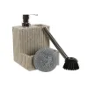 Scourer Brush with Handle and Soap Dispenser Home ESPRIT White Beige 11,5 x 11,5 x 18 cm (2 Units)