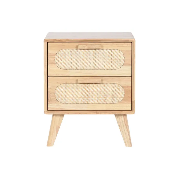 Nightstand Home ESPRIT Wood Metal Rattan 40 x 30 x 48 cm