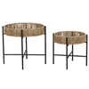 Set of 2 tables Home ESPRIT Black Natural Metal 49 x 49 x 44 cm