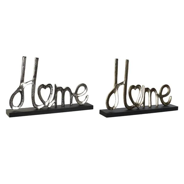 Decorative Figure DKD Home Decor Black Golden Silver Urban 46 x 8 x 29 cm (2 Units)