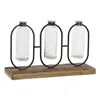 Vase DKD Home Decor Black Natural Metal Crystal Paolownia wood 38 x 11,5 x 23 cm (3 Pieces)