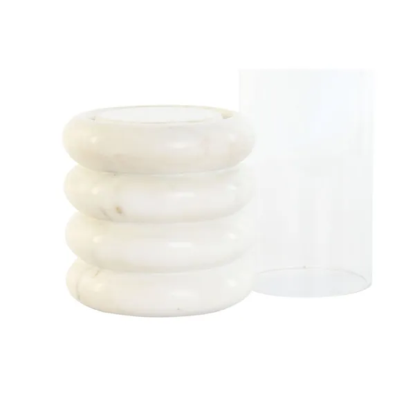 Candleholder Home ESPRIT White Natural Crystal Marble 10 x 10 x 33 cm