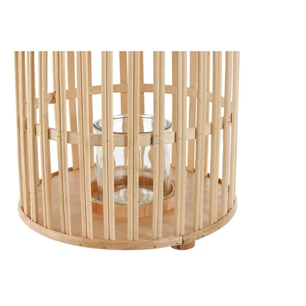 Candleholder Home ESPRIT Natural Light brown Bamboo Crystal 22,5 x 22,5 x 30 cm