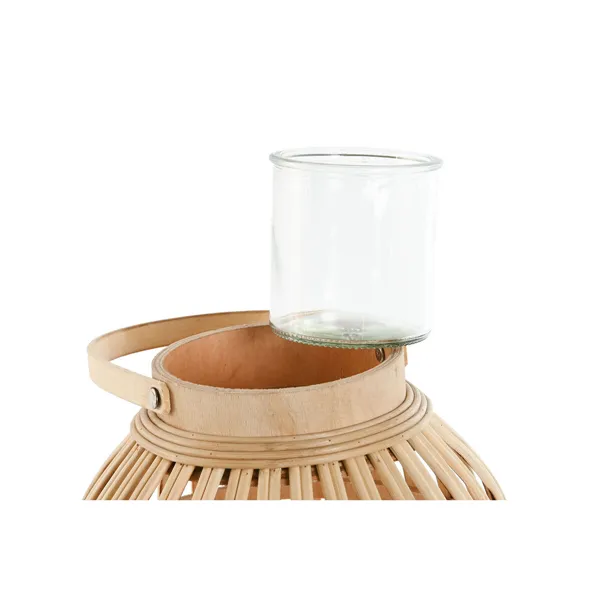 Candleholder Home ESPRIT Natural Light brown Bamboo Crystal 22,5 x 22,5 x 30 cm