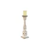 Candleholder Home ESPRIT White Natural Metal Mango wood 13 x 13 x 46 cm