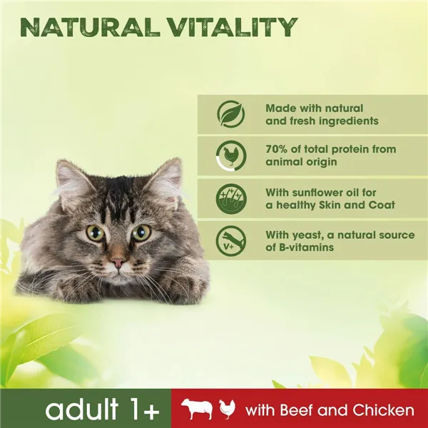 Cat food Perfect Fit Natural Vitality Beef 2,4 kg Adults Chicken