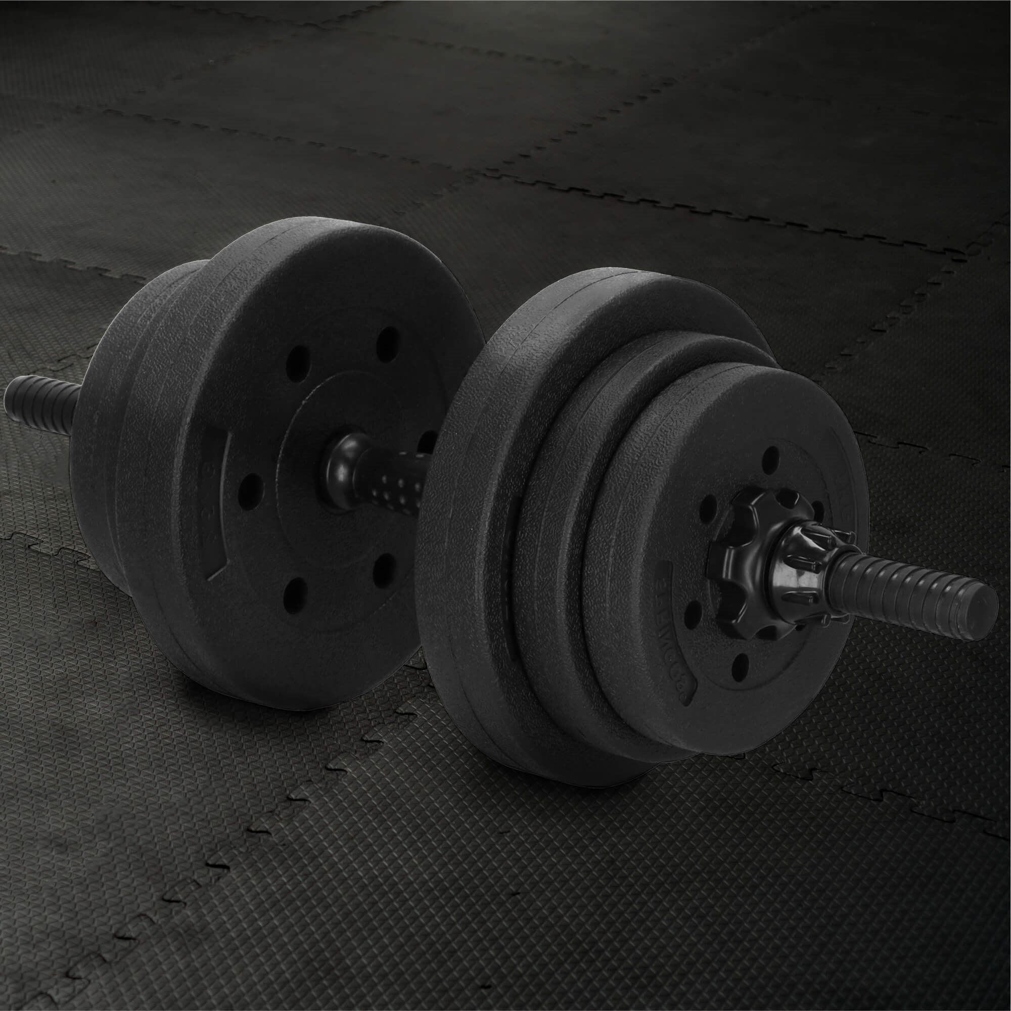 Dumbbells Springos FA1671, 20 kg adjustable set: bar + kettlebell