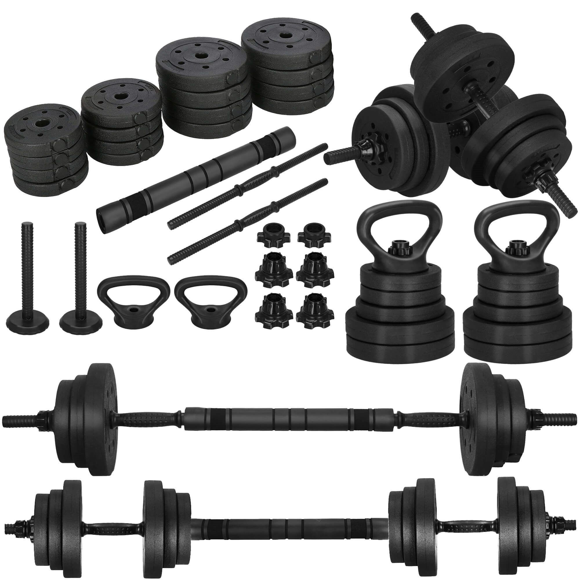 Adjustable dumbbell set Springos FA1672, 30 kg, bar + weights, black