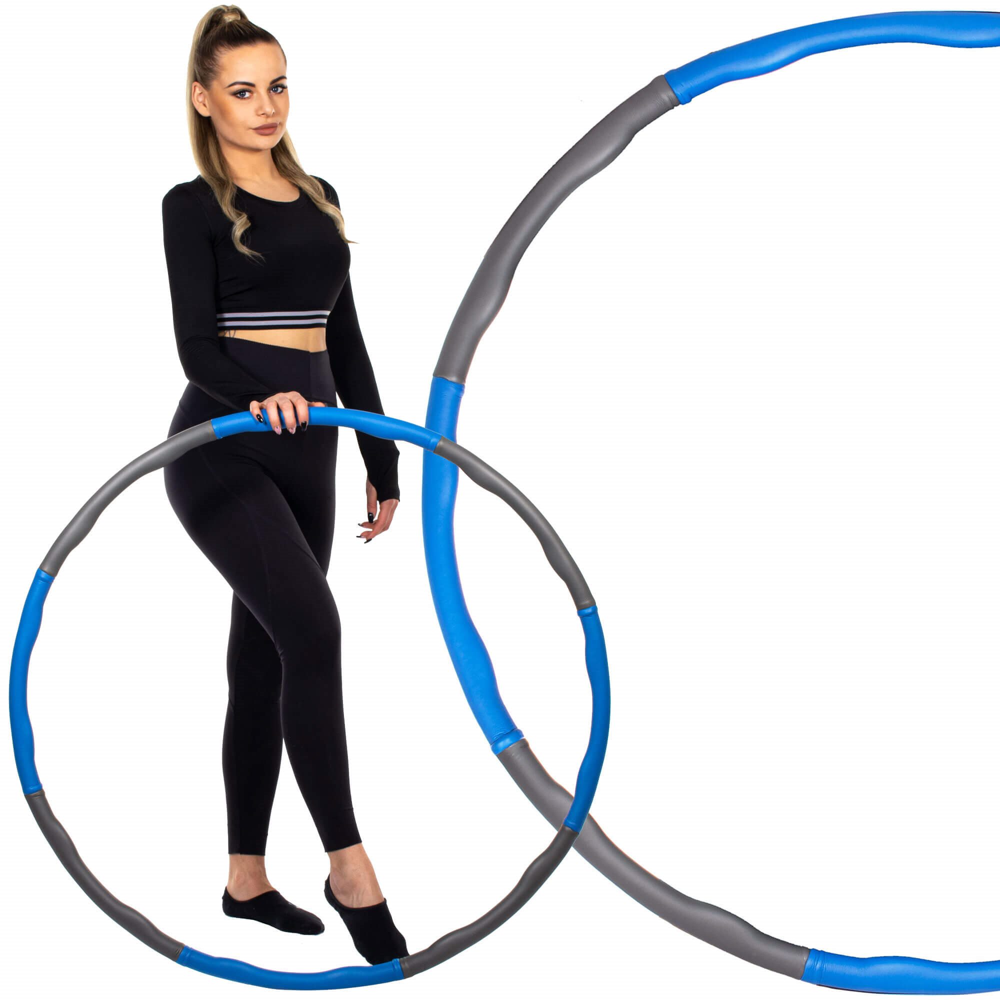 Hula hoop with massager Springos FA0068 100 cm blue-grey