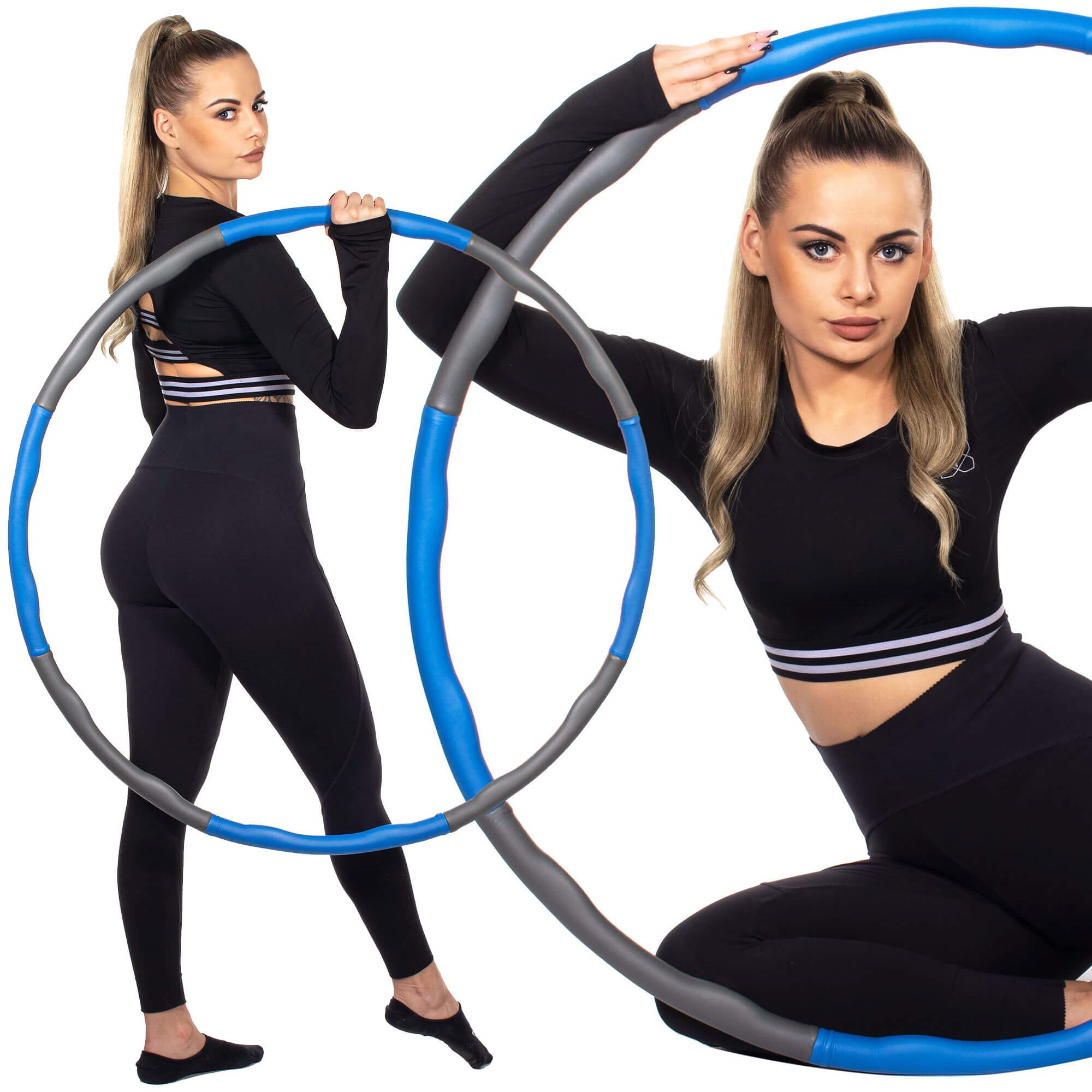 Hula hoop with massager Springos FA0068 100 cm blue-grey